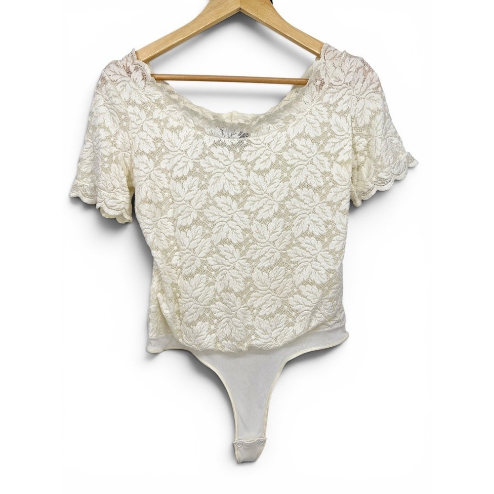 Cosabella Ivory Floral Lace Thong Bodysuit Short Sleeve Made‎ in Italy Large